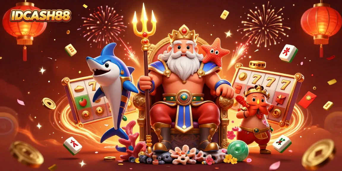 Spin to win at IDCASH88 with Neptune surrounded by dynamic slot elements.